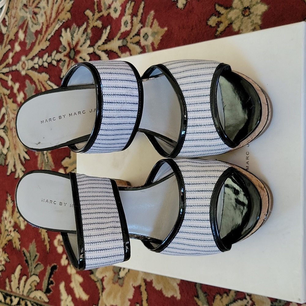 Marc Jacob's Fab cork wedge slides sz 8